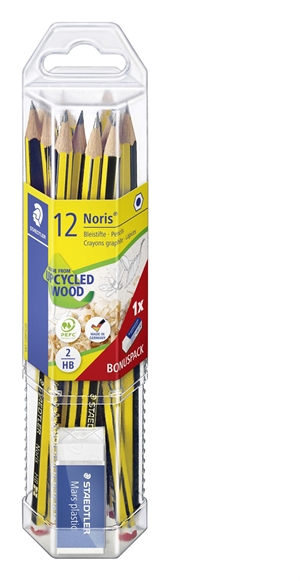 Staedtler Pencil Noris HB + sudd (12)